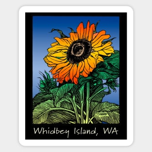 Whidbey Island Washington Sunflower Garden Art Sticker